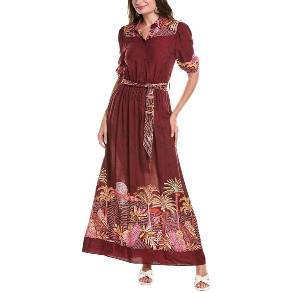 Garrie B Womens  Tie Waist Maxi Dress, Red